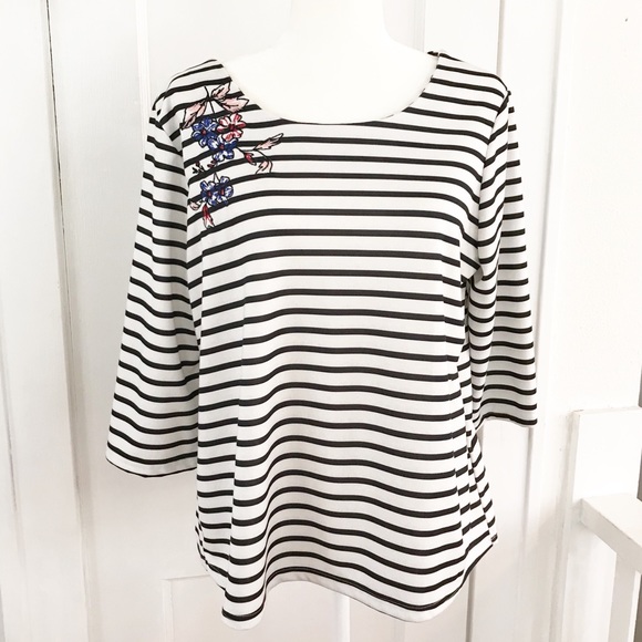 Jules & Leopold Tops - 🌻5/$25 Jules & Leopold | Striped 3/4 Sleeve Top